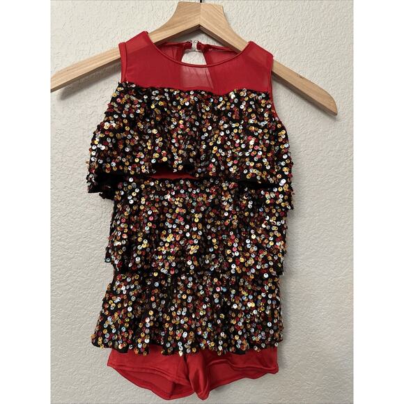 Dance Costume Weissman Child Red Jazz Tap 50's Size 7/8 (1C) Dress Up - Picture 1 of 6